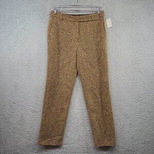 NWT Rena Lange Trousers Tweed Wool Blend Pants Vintage Yellow Gold 10